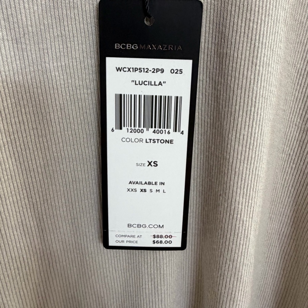BCBGMaxAzria Taupe Ribbed Top - Picture 3 of 5